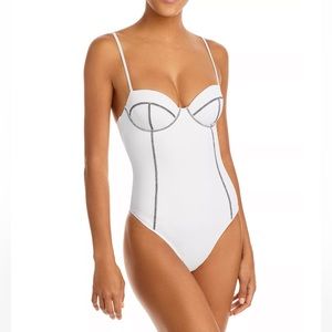 NEW! Onia white Valerie Seamed One Piece Bathing Suit